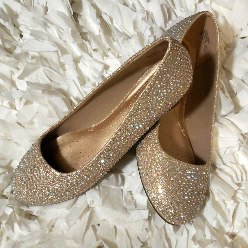 Dream Pairs Rose Gold Sparkle Ballet Flats